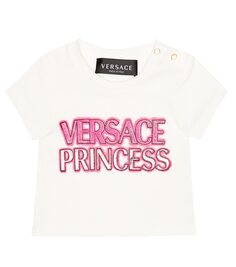 Хлопковая футболка с логотипом baby Versace Kids, розовый