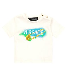 Хлопковая футболка с принтом baby medusa Versace Kids, белый