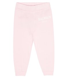 Хлопковые спортивные штаны с логотипом baby Balmain Kids, розовый