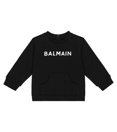 Толстовка из хлопкового джерси с логотипом baby Balmain Kids, черный