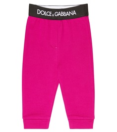 Детские хлопковые леггинсы Dolce&amp;Gabbana Kids, розовый