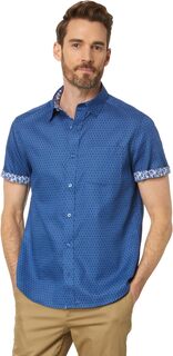 Рубашка с коротким рукавом и цветочным фактурным принтом Johnston &amp; Murphy, темно-синий