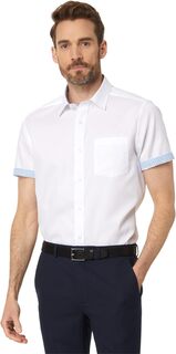 Рубашка с коротким рукавом и однотонной текстурой Johnston &amp; Murphy, белый