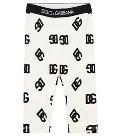 Леггинсы из смесового хлопка с логотипом baby Dolce&amp;Gabbana Kids, белый