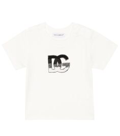 Хлопковая футболка с вышитым логотипом Dolce&amp;Gabbana Kids, белый