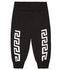 Детские спортивные штаны из джерси с принтом Versace Kids, черный