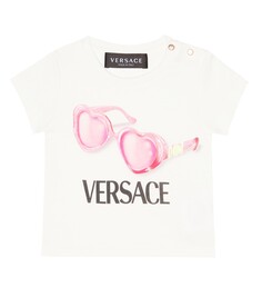 Хлопковая футболка с логотипом baby Versace Kids, белый