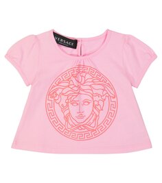 Хлопковая футболка baby medusa Versace Kids, розовый