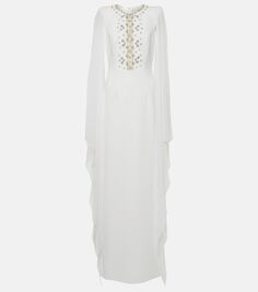 Украшенное креповое платье bridal saga с накидкой Jenny Packham, белый