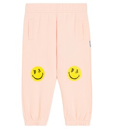 Спортивные брюки из хлопкового джерси с логотипом baby Palm Angels Kids, розовый
