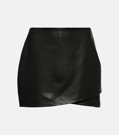 Асимметричная кожаная мини-юбка The Sei, черный