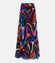 Шелковая юбка макси marmo Pucci, мультиколор