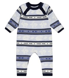 Хлопковый комбинезон с логотипом baby Kenzo Kids, синий