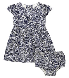 Хлопковое платье baby calissa с цветочным принтом Polo Ralph Lauren Kids, синий