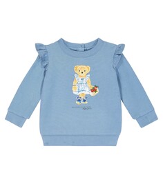 Хлопковая толстовка-поло с медвежонком baby polo Polo Ralph Lauren Kids, синий