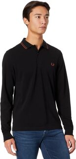 Рубашка-поло Long Sleeve Twin Tipped Shirt Fred Perry, цвет Black/Whisky Brown