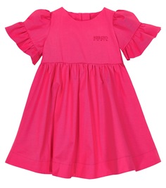 Детское хлопковое платье с рюшами Kenzo Kids, розовый