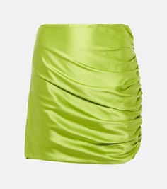 Мини-юбка из шелкового атласа со сборками The Sei, зеленый
