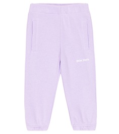 Хлопковые спортивные штаны с логотипом baby Palm Angels Kids, фиолетовый