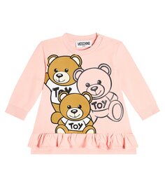 Платье из хлопкового джерси baby teddy bear Moschino Kids, розовый