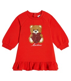 Платье baby teddy bear из смесового хлопка Moschino Kids, красный