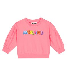 Хлопковая толстовка с логотипом baby Moschino Kids, розовый