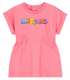 Платье из хлопкового джерси с детским принтом Moschino Kids, розовый