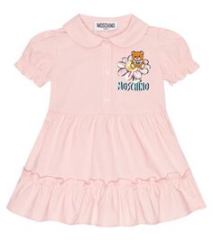 Детское платье-рубашка из хлопка Moschino Kids, розовый