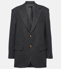 Полосатая куртка-бойфренд из натуральной шерсти Nili Lotan, серый