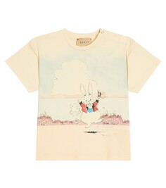 Футболка из хлопкового джерси с детским принтом Gucci Kids, мультиколор