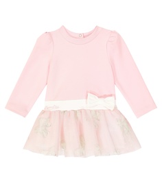 Детское платье из смесового хлопка с бантом Monnalisa, розовый