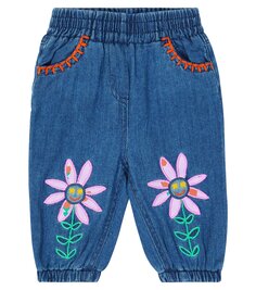 Детские джинсы с вышивкой Stella Mccartney Kids, синий