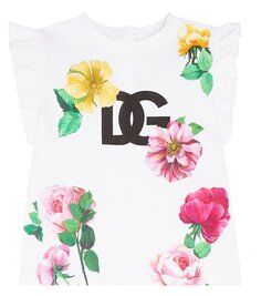 Футболка baby dg из хлопкового джерси с цветочным принтом Dolce&amp;Gabbana Kids, мультиколор