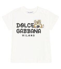 Футболка из хлопкового джерси с детским принтом Dolce&amp;Gabbana Kids, белый