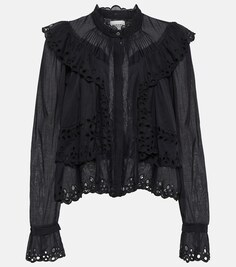 Хлопковая блузка kelmon с вышивкой Marant Etoile, черный