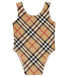 Купальник в клетку baby burberry Burberry Kids, бежевый