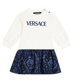 Платье из смесового хлопка с логотипом baby Versace Kids, мультиколор
