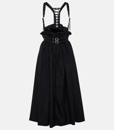 Шерстяная юбка миди на шнуровке Noir Kei Ninomiya, черный