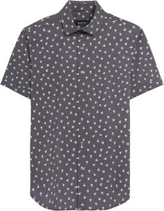 Рубашка из хлопка с короткими рукавами и геометрическим принтом BUGATCHI, черный