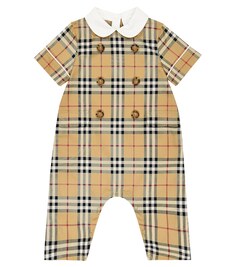 Комбинезон в клетку для малышей из смесового хлопка Burberry Kids, мультиколор