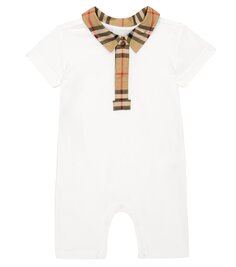 Детский хлопковый комбинезон Burberry Kids, белый