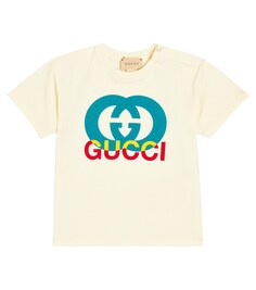 Детская футболка из хлопкового джерси с узором g Gucci Kids, мультиколор