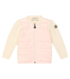 Детский пуховик из трикотажа Moncler Enfant, розовый