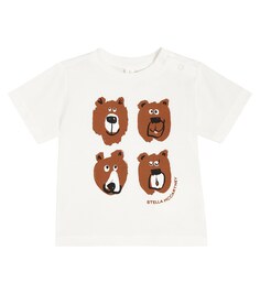 Футболка из хлопкового джерси с детским принтом Stella Mccartney Kids, белый