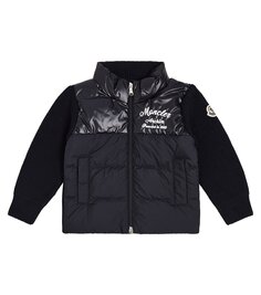 Детский пуховик из трикотажа Moncler Enfant, синий