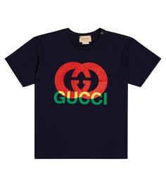 Хлопковая футболка с узором interlocking g Gucci Kids, белый