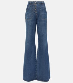 Расклешенные джинсы с вышивкой Etro, синий