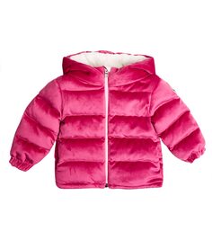 Детская бархатная куртка-пуховик Moncler Enfant, розовый