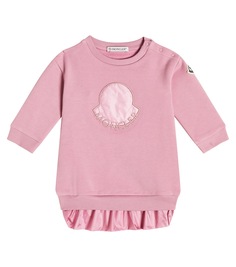 Платье-свитер из смесового хлопка с логотипом baby baby Moncler Enfant, розовый