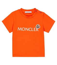 Футболка из хлопкового джерси с логотипом baby Moncler Enfant, апельсин